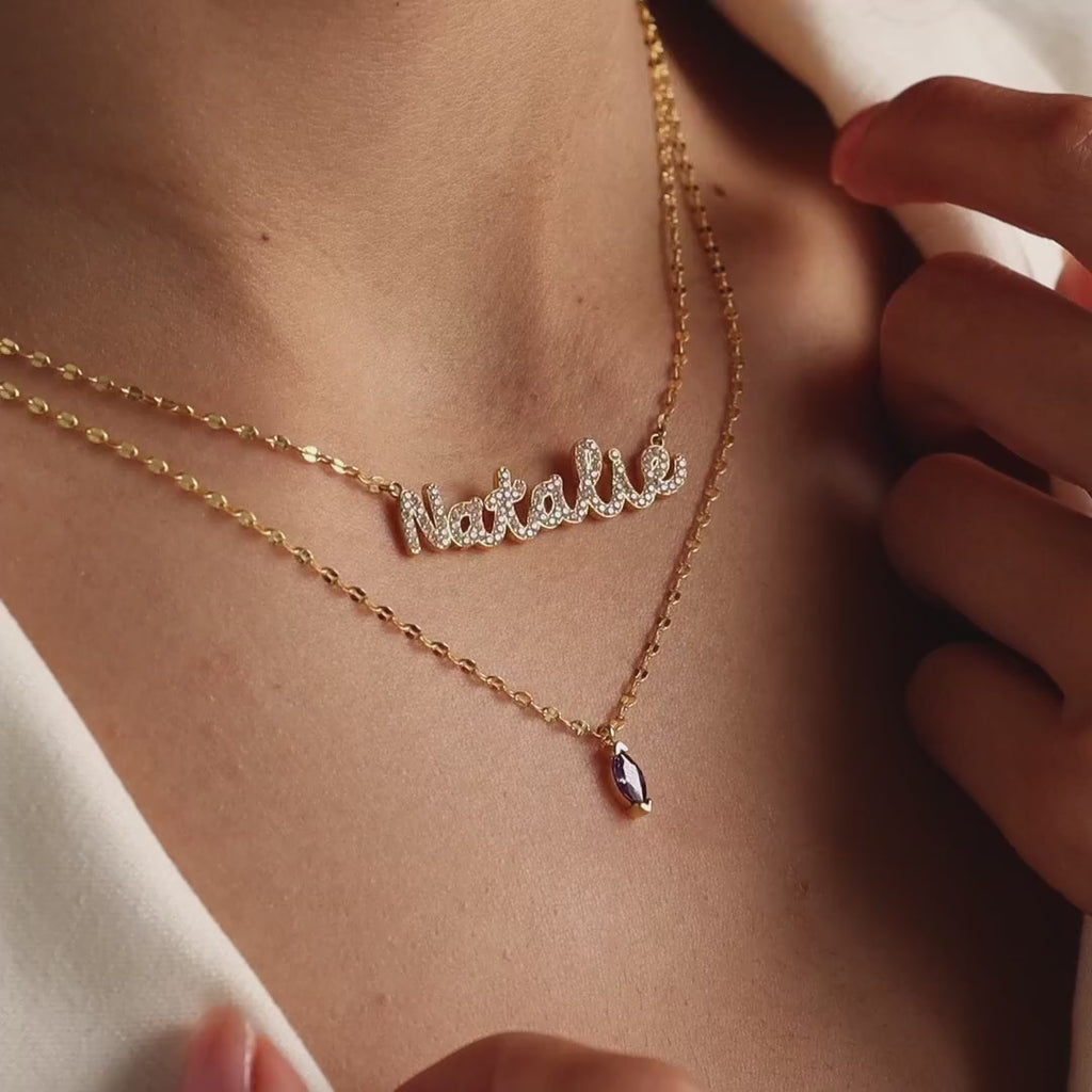 Pave Dream Script Name Necklace