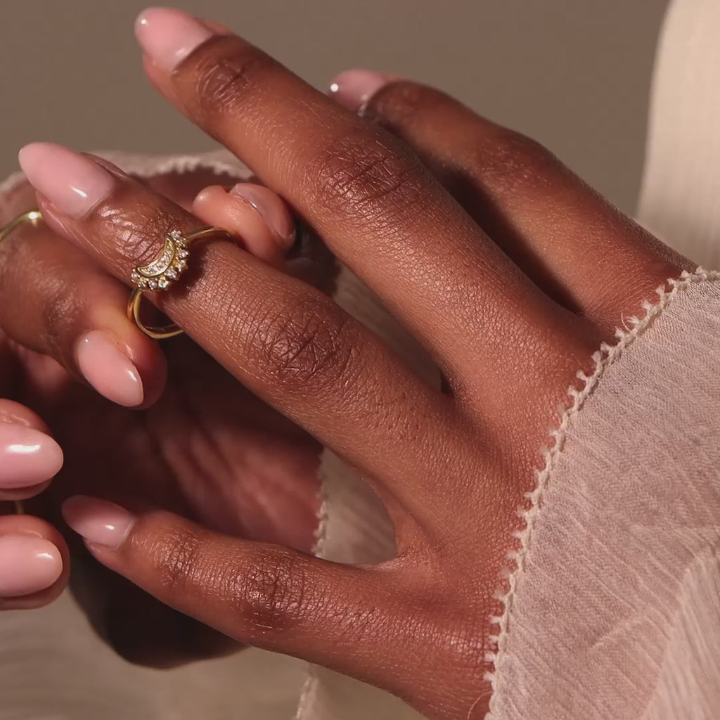 Diamond Crescent Moon Ring