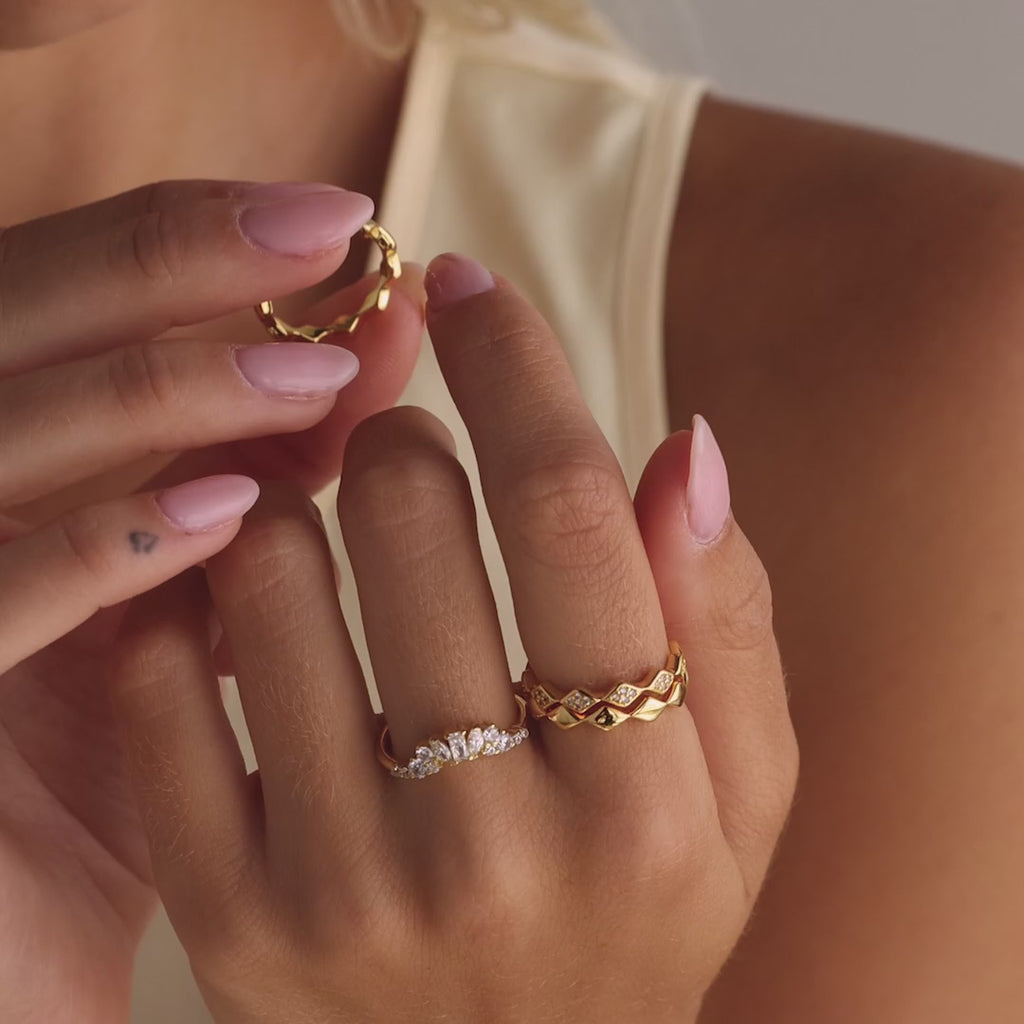 Diamond Wave Eternity Ring Set