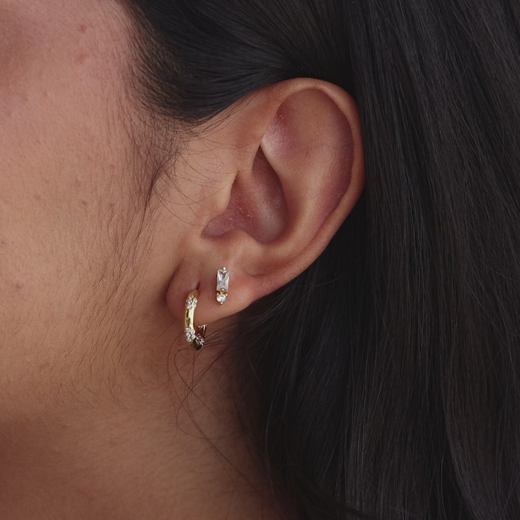 Baguette Pink Tourmaline Drop Studs