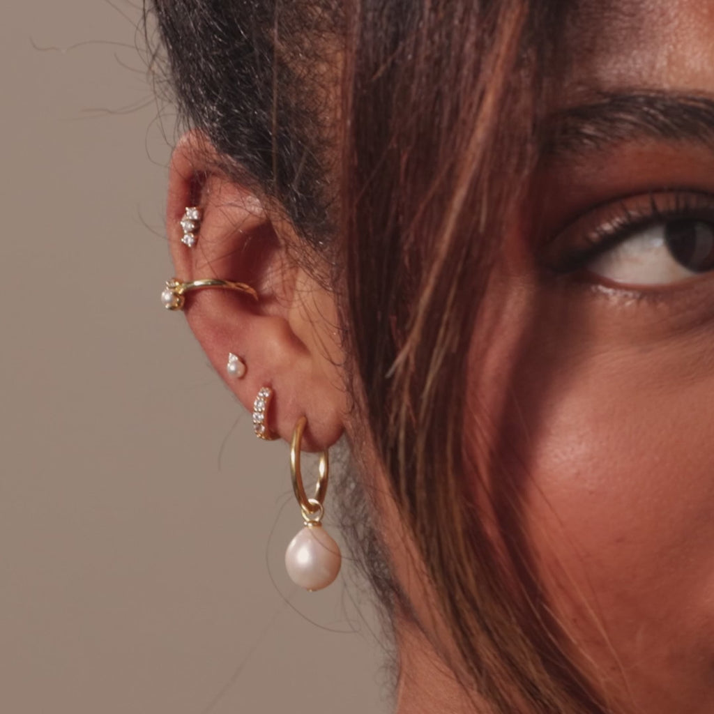 Pearl Diamond Ear Cuffs in 18K Gold
