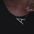 Large Sideways Initial Necklace in Silver