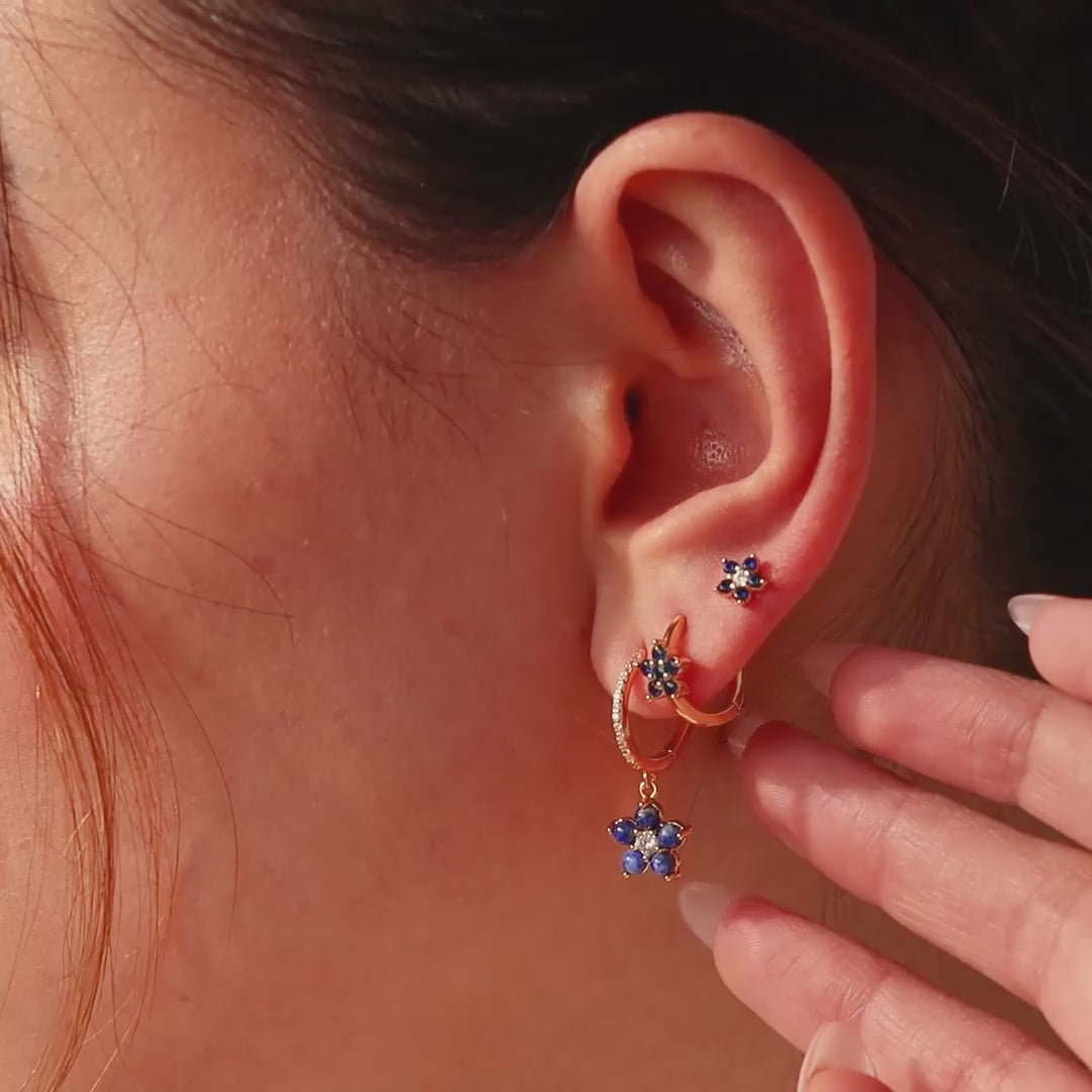 Sapphire Flower Earrings Set