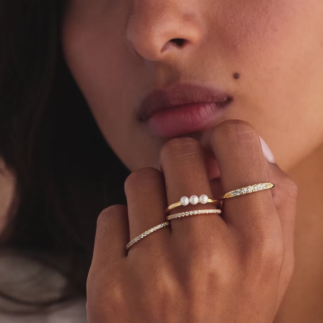 Duo Pave Pearl Ring
