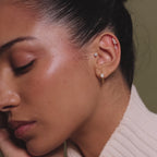 Organic Diamond Teardrop Hoops in Silver