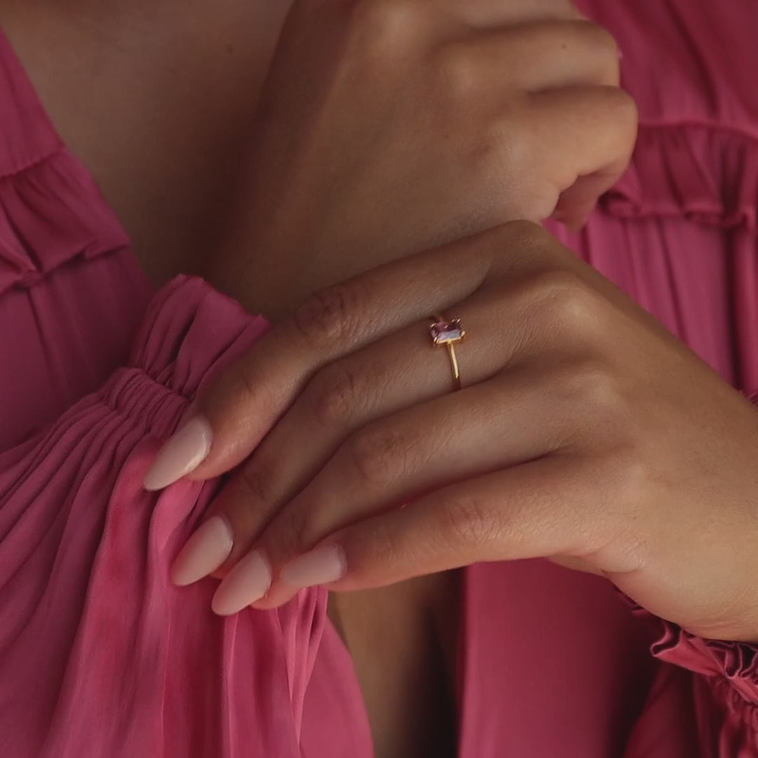 Anillo Esmeralda Rosa Rubor