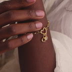 Heart Carabiner Paperclip Bracelet in Silver
