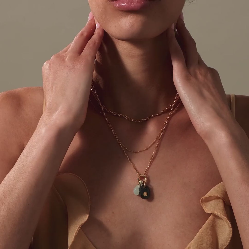 Moonstone Labradorite Charm in 18K Gold