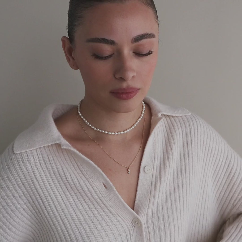 Pearl Diamond Drop Necklace in 18K Gold