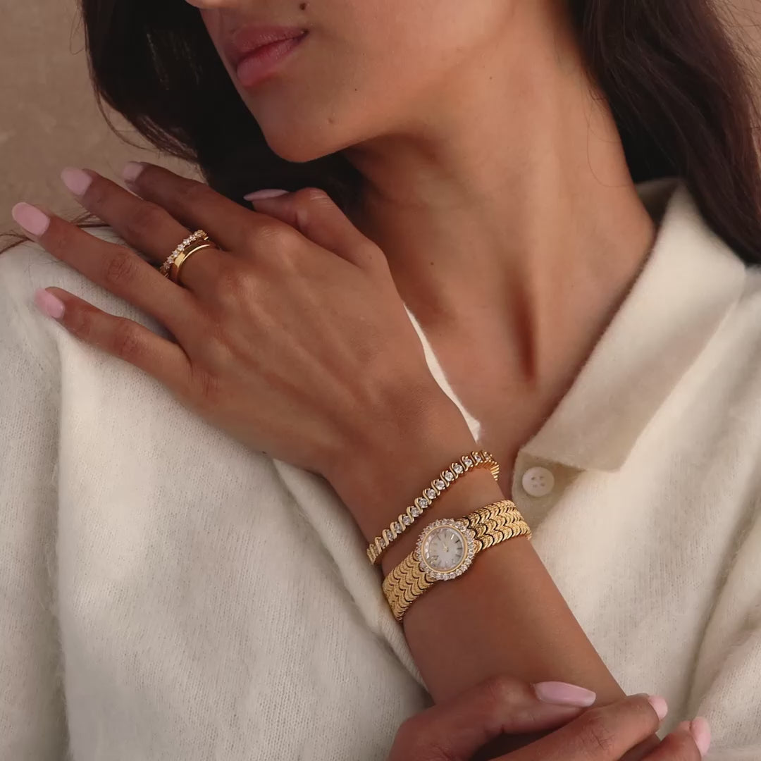 Pave Scalloped Timepiece in Silver