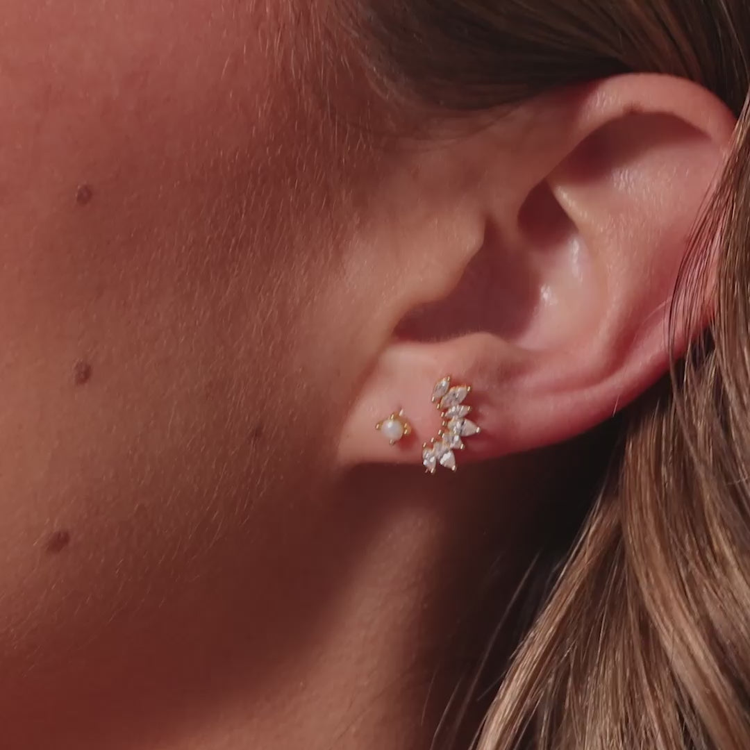 Marquise Diamond Flatback Climbers in Silver