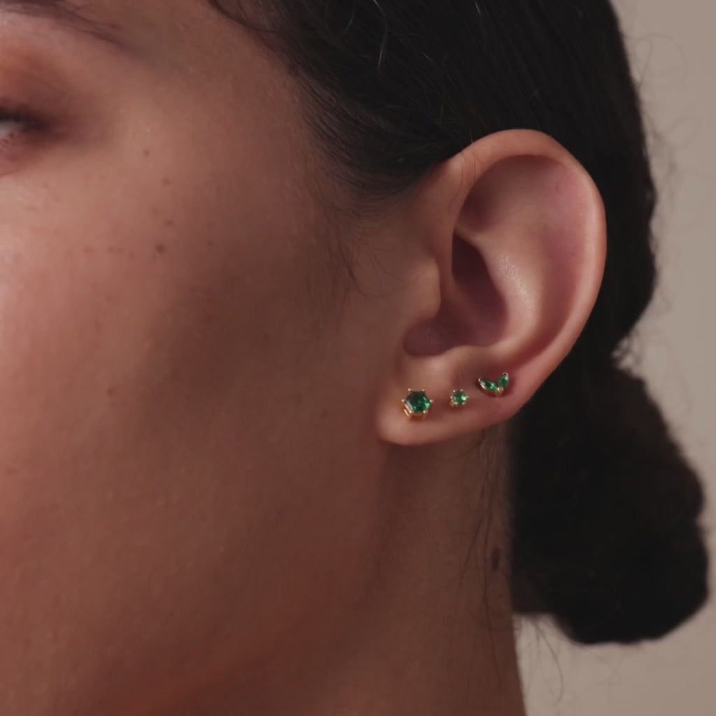 Hexagon Ruby Studs