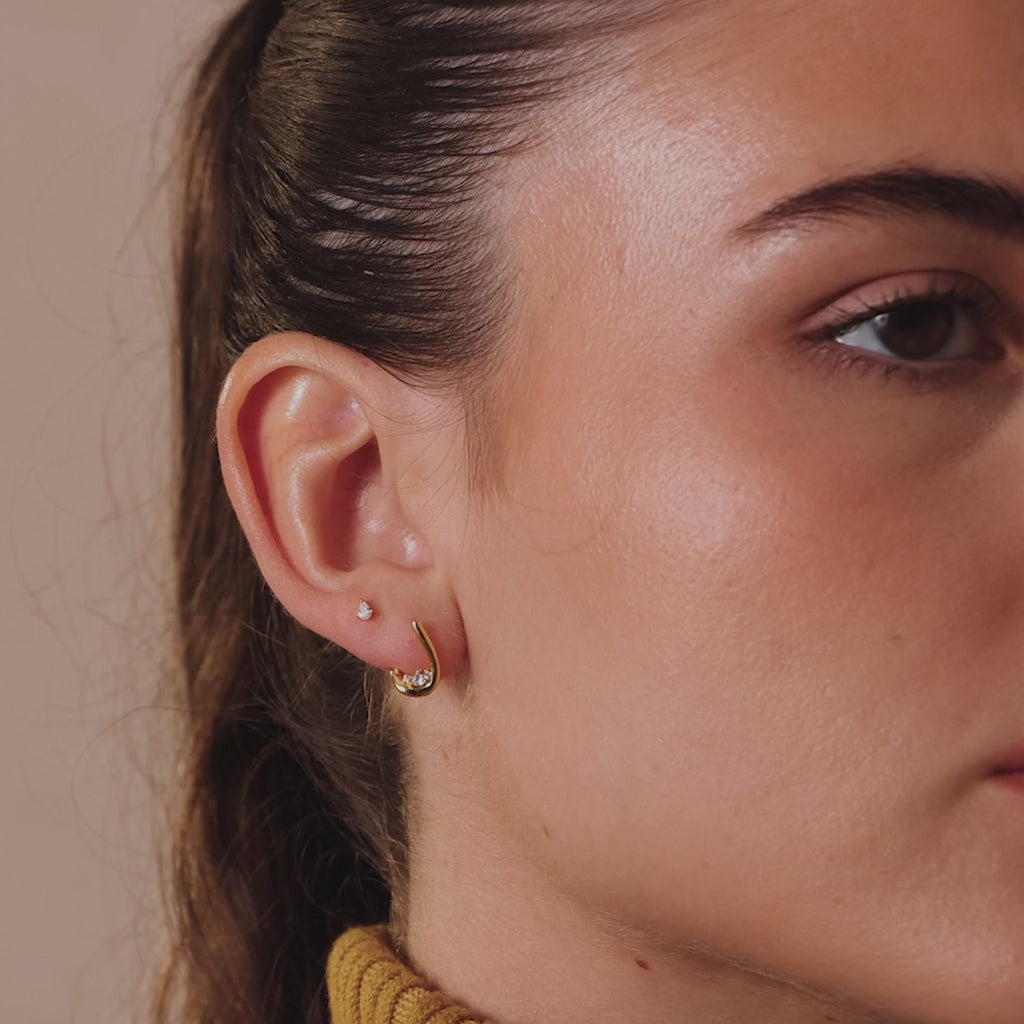 Curved Diamond Teardrop Hoops