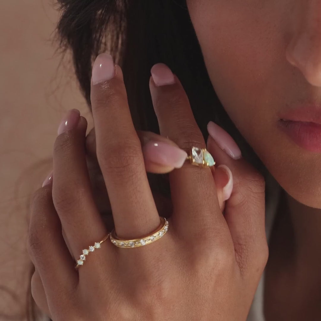 Bague Toi et Moi en diamant et opale