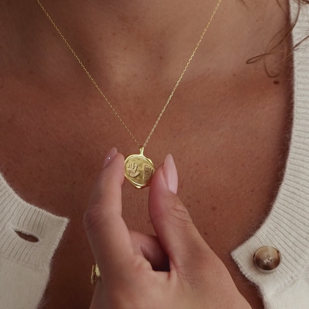 Baby Hand & Footprint Necklace in 18K Gold