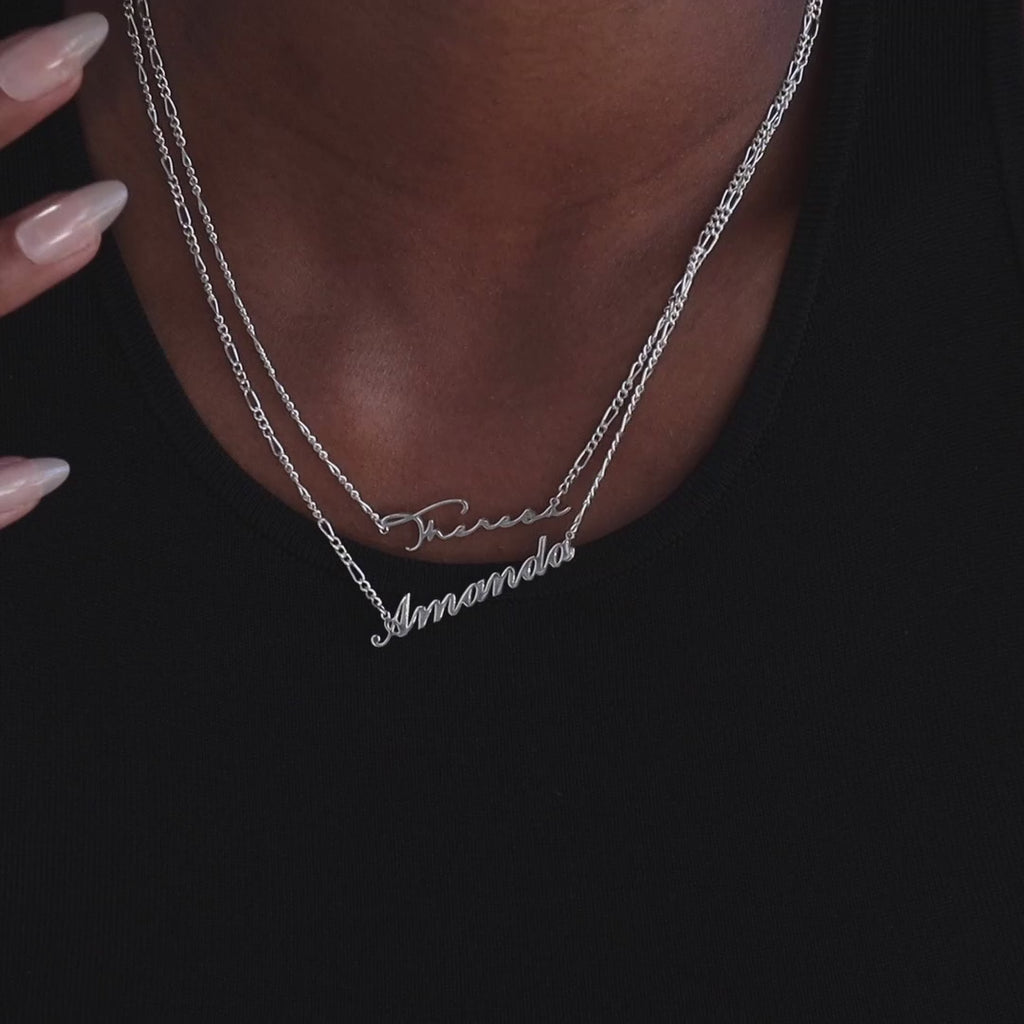 Carrie Figaro Chain Name Necklace in Silver