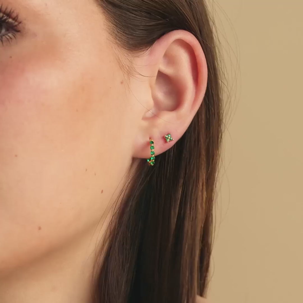 Emerald Ivy Flower Studs