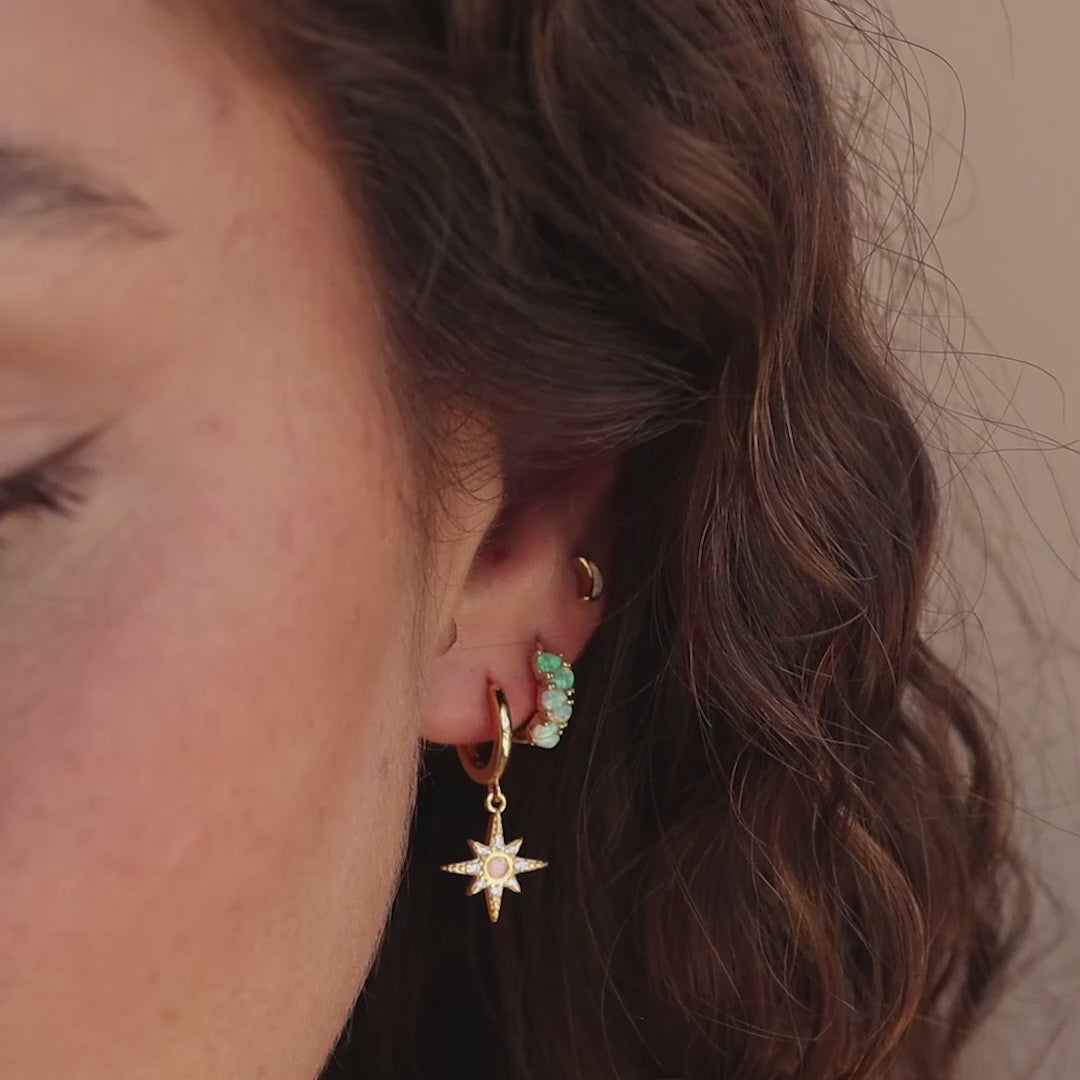 Ombre Opal Huggies in 18K Gold