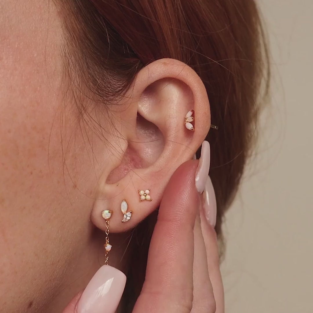 Opal & Diamond Marquise Studs