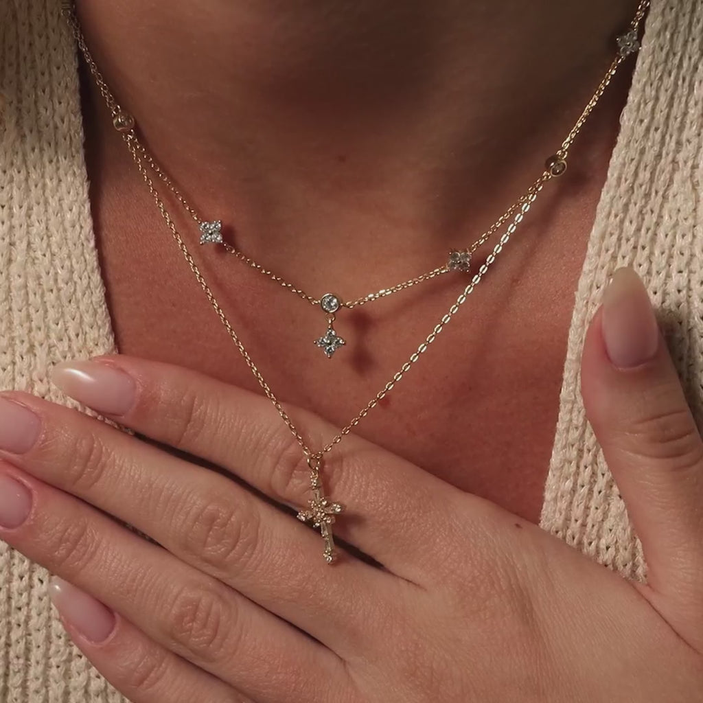 Vintage Diamond Cross Necklace