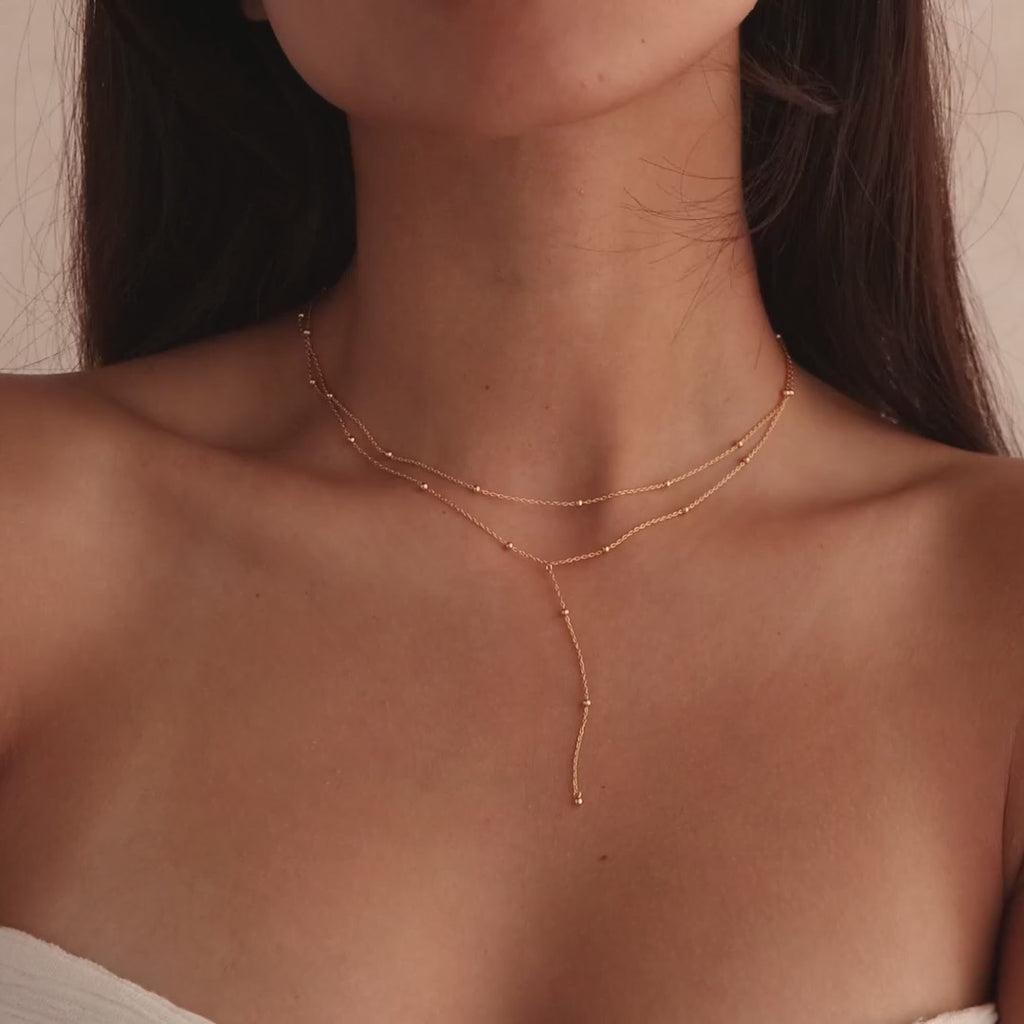 Duo Satellite Lariat Necklace