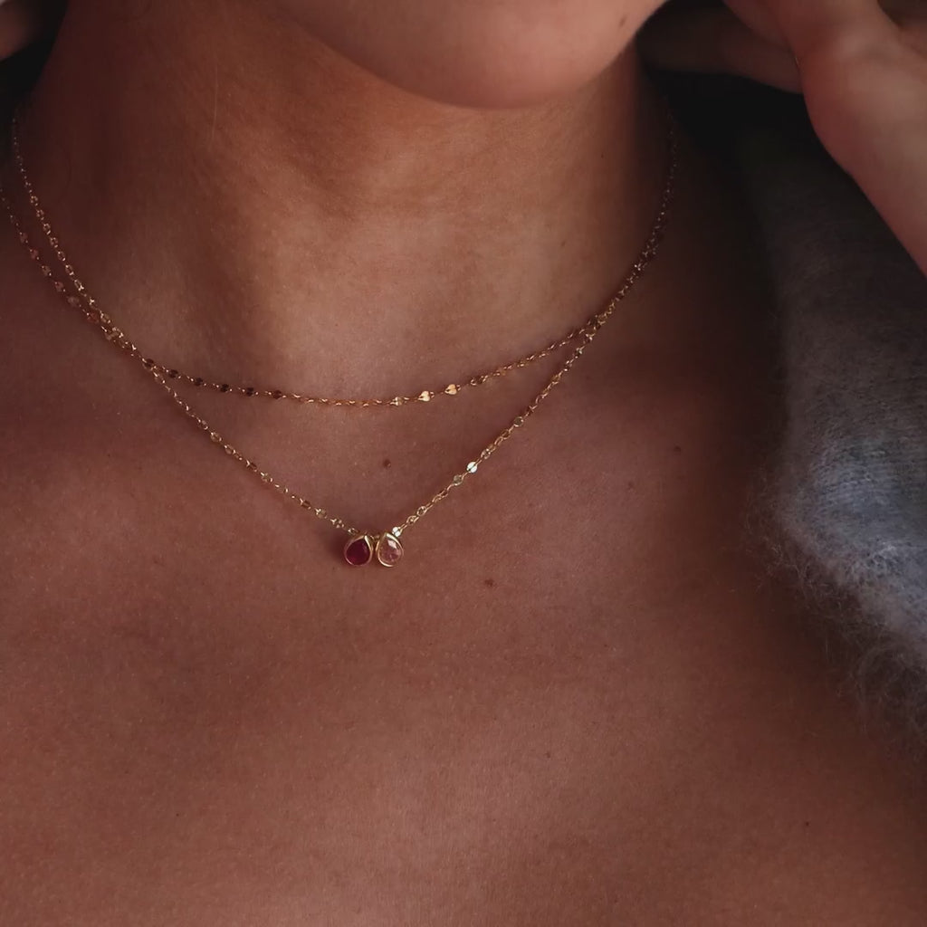 Multiple Teardrop Birthstone Necklace in 18K Gold