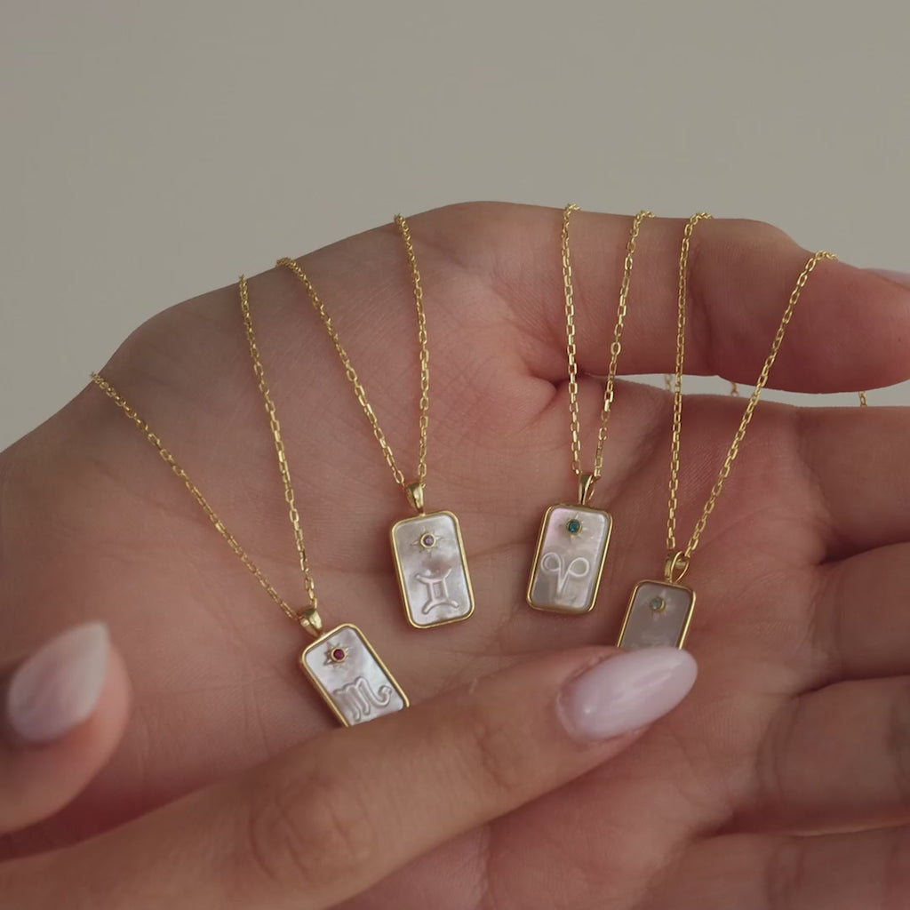 Pearl Zodiac Birthstone Necklace in 18K Gold