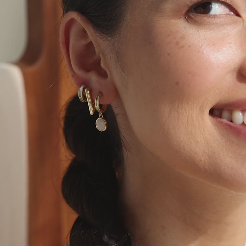 Moonstone Drop Hoops