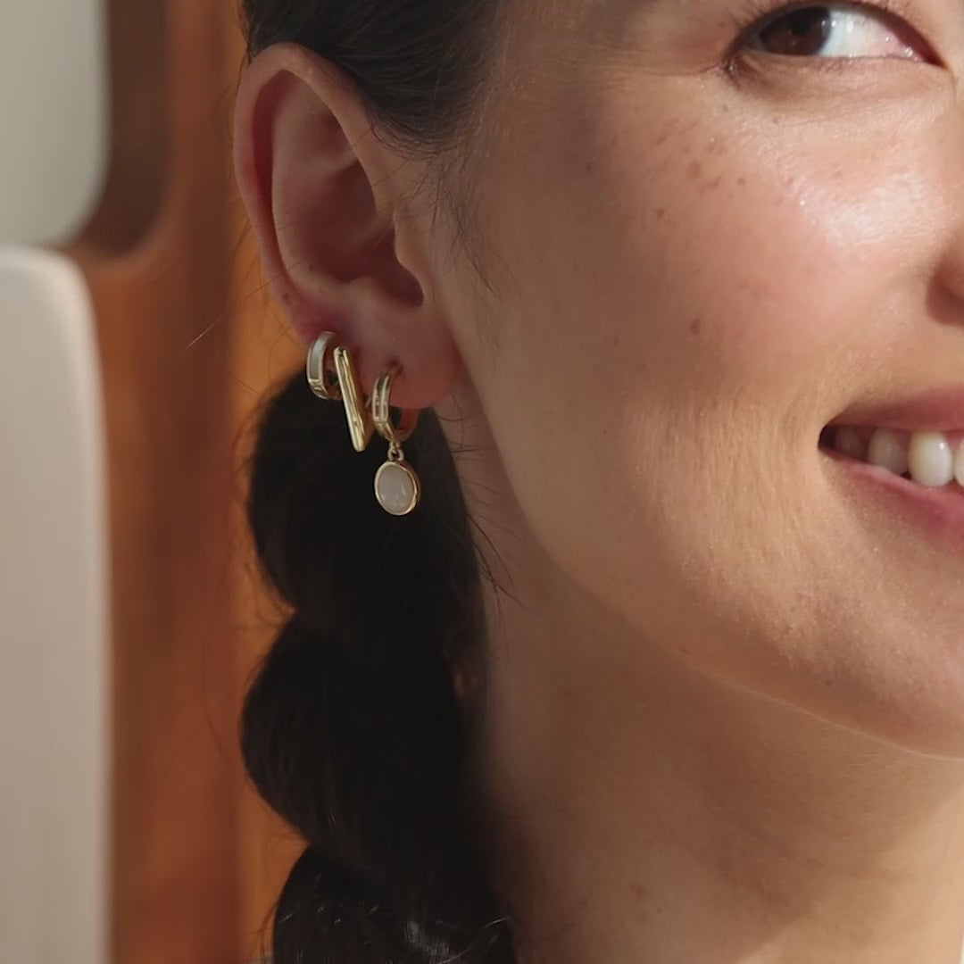 Moonstone Drop Hoops