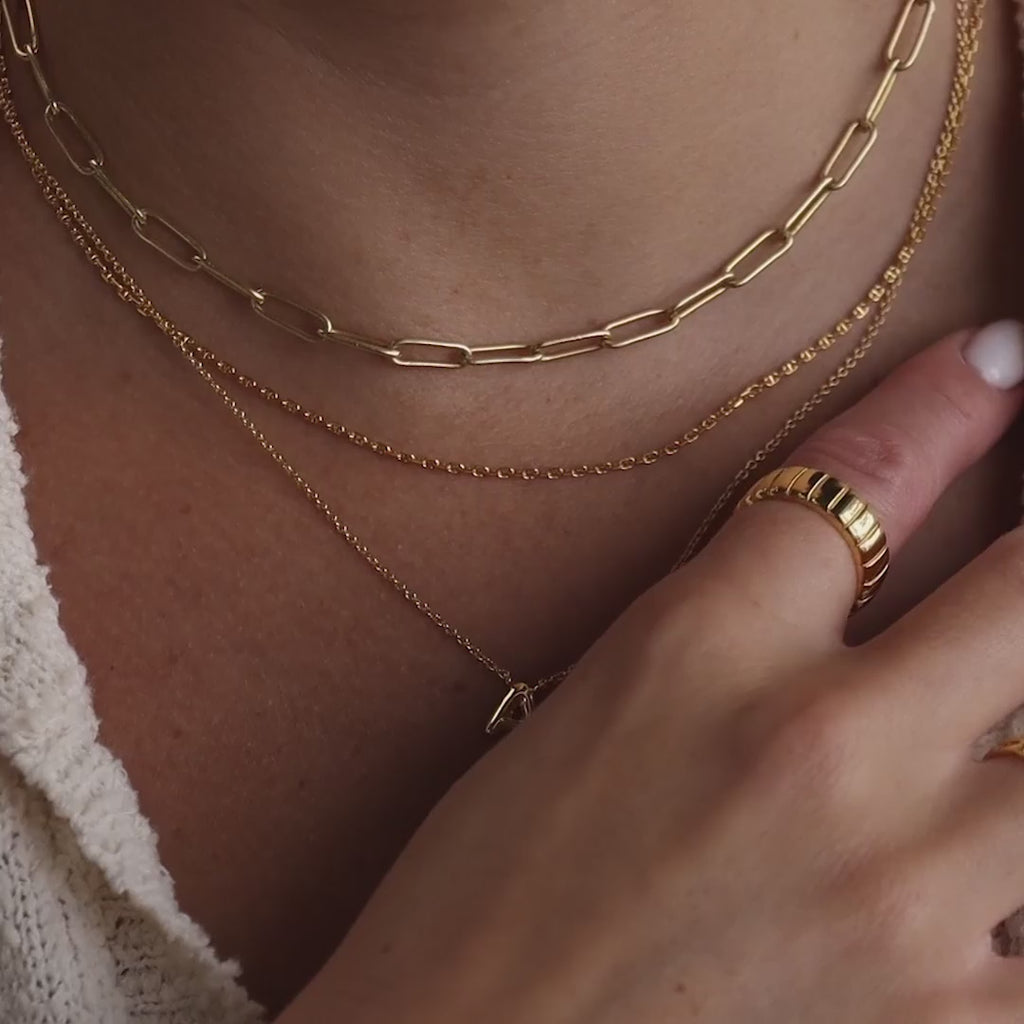 Dainty Bubble Letter Necklace in 18K Gold