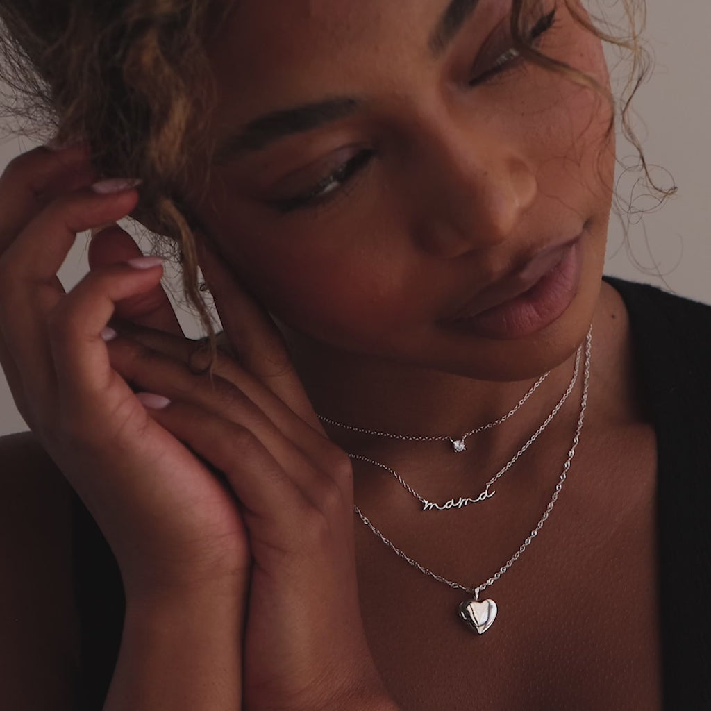 Dainty Diamond Necklace in Silver