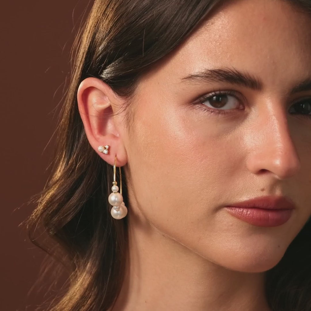 Statement Pearl Hoops in Silver