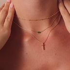 Skinny Cross Necklace in 18K Gold