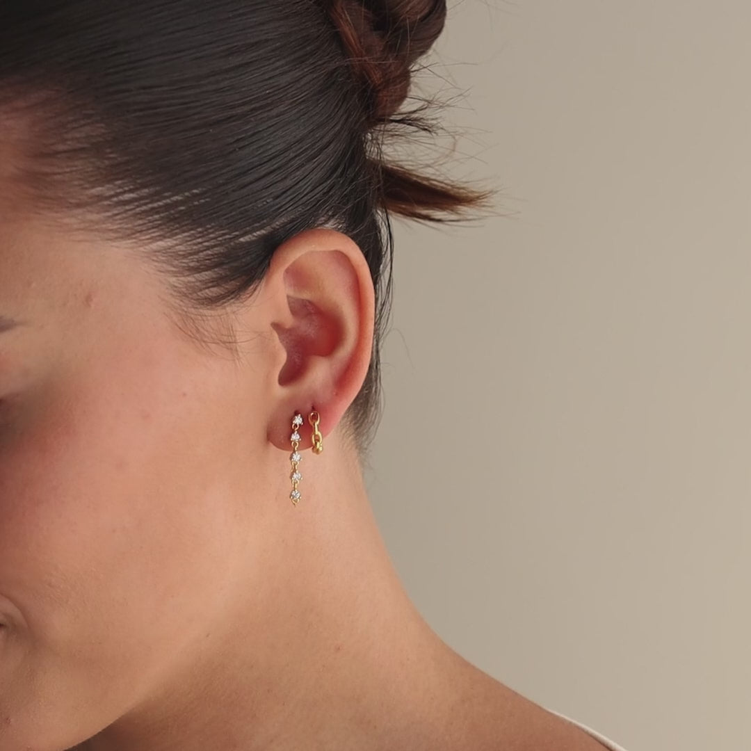 Diamond Chain Drop Earrings in 18K Gold