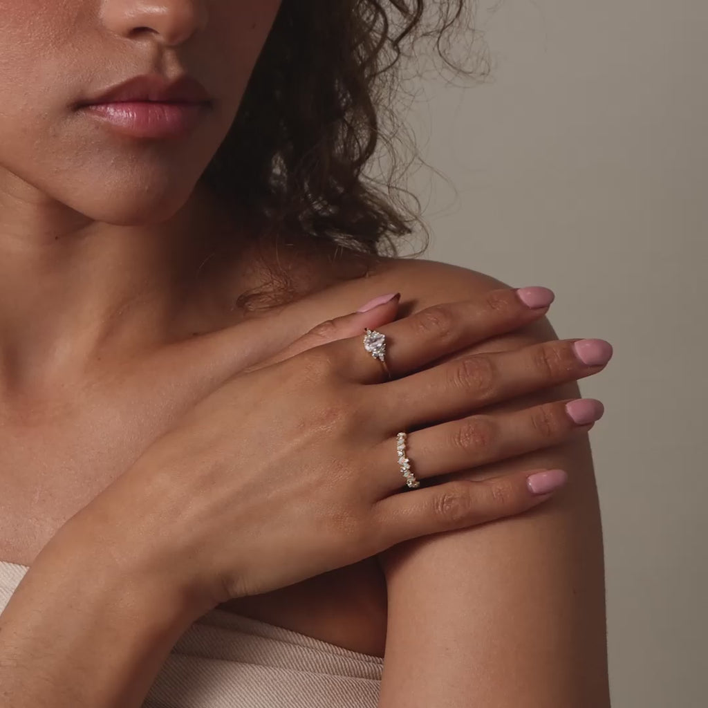 Opal Diamond Cluster Ring