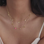 Dainty Space Charm Necklace in 18K Gold