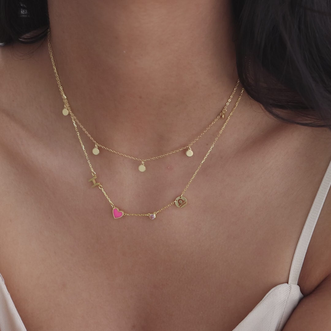 Dainty Space Charm Necklace in 18K Gold