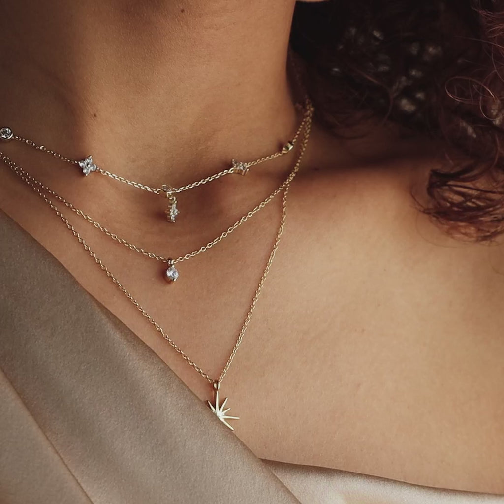 Ivy Diamond Station Necklace in 18K Gold