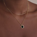 Square Onyx Necklace in Silver