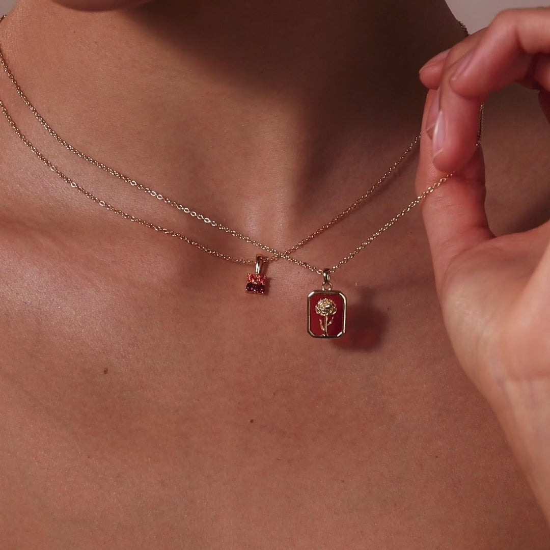 Topaz Birth Flower Charm Necklace
