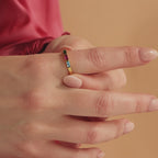 Bague avec pierre de naissance baguette des mères