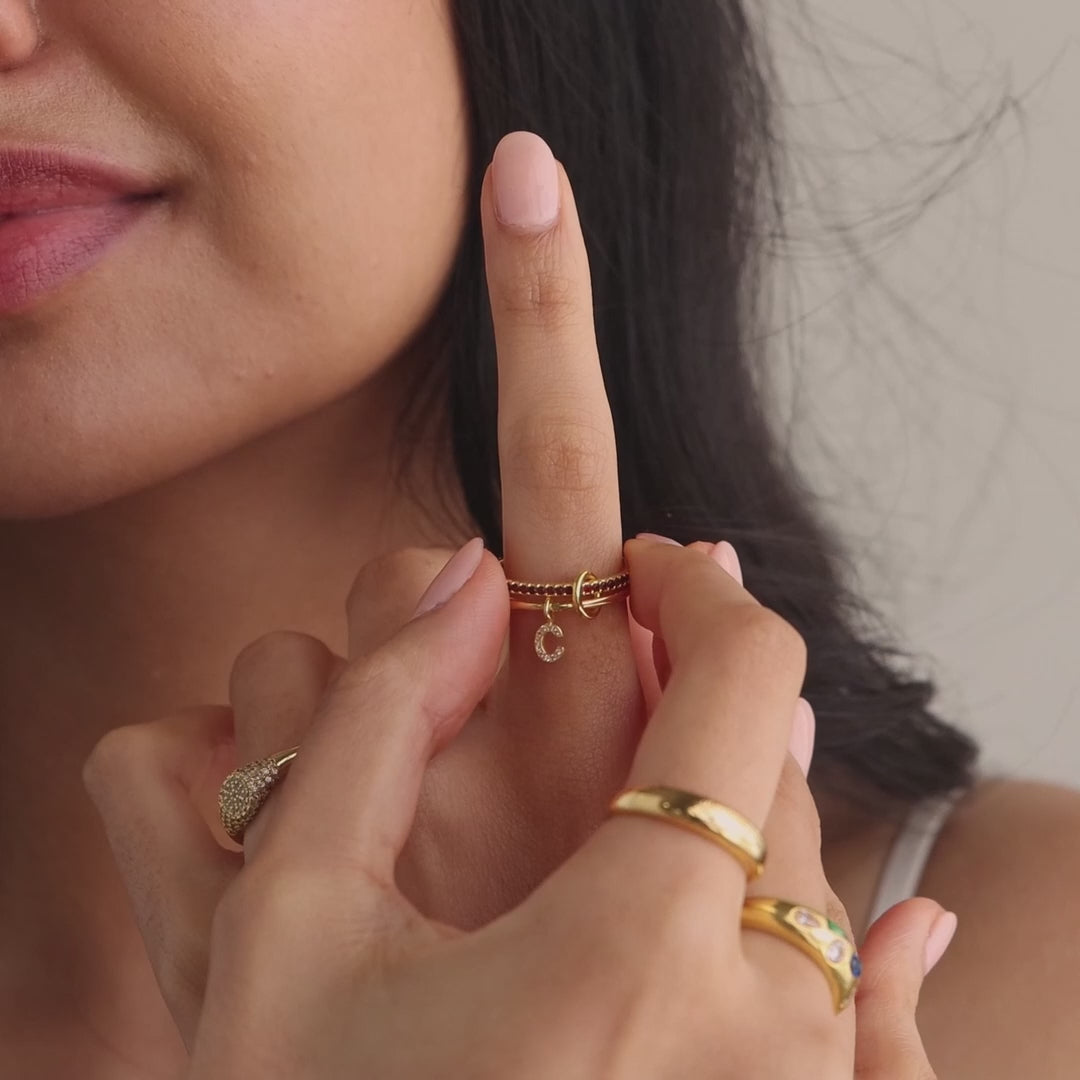 Linked Initial Alexandrite Ring Set