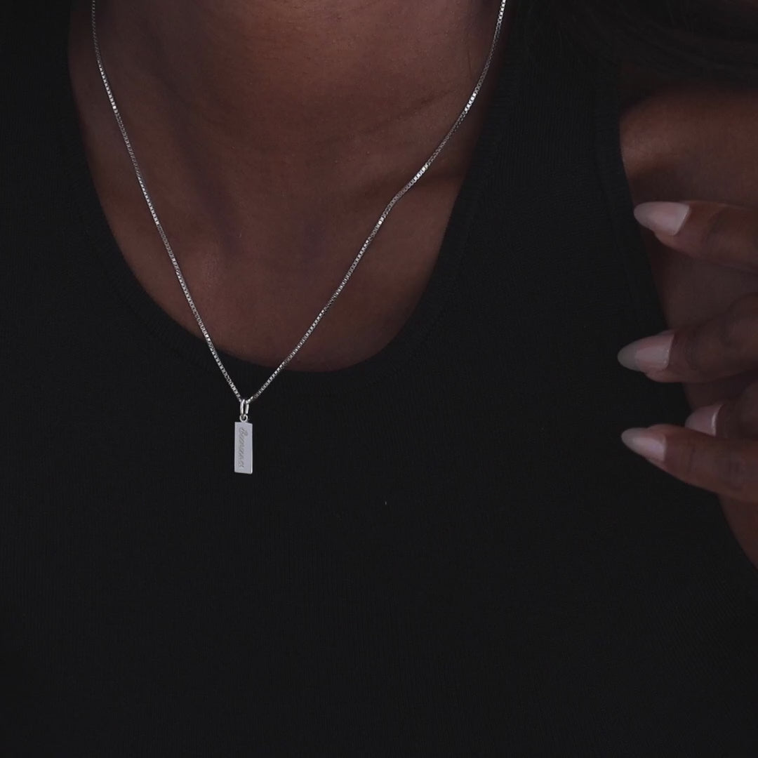 Dainty Tag Name Necklace in 18K Gold