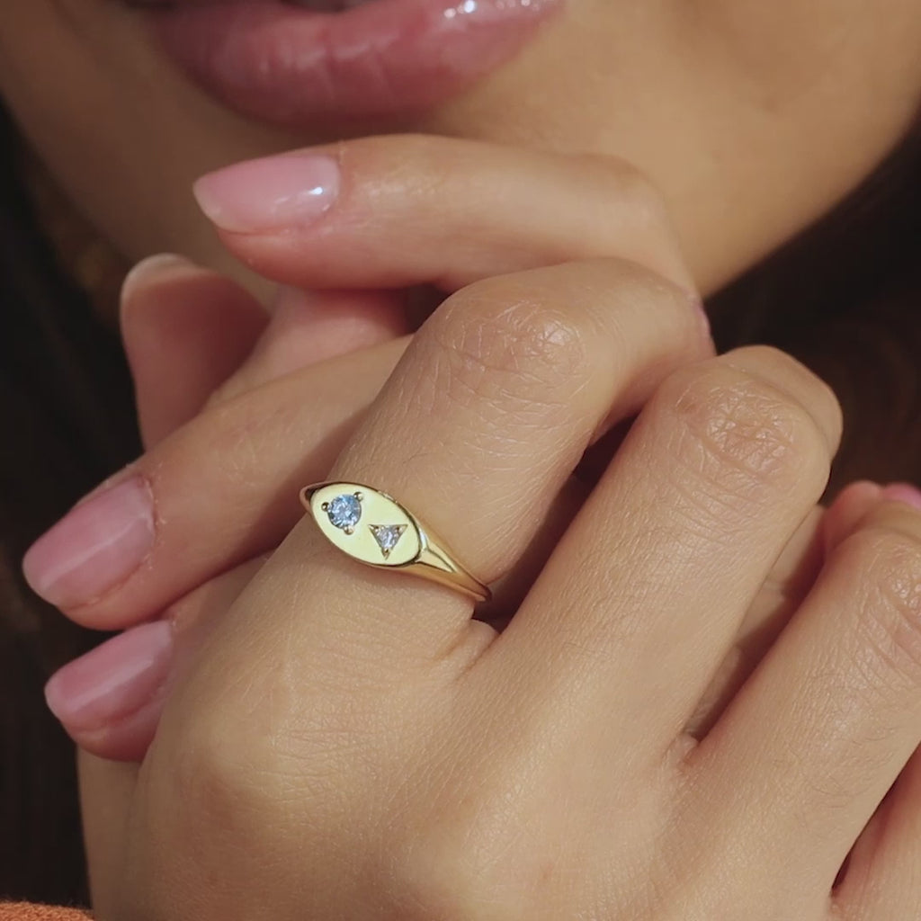 Mixed Birthstone Signet Ring