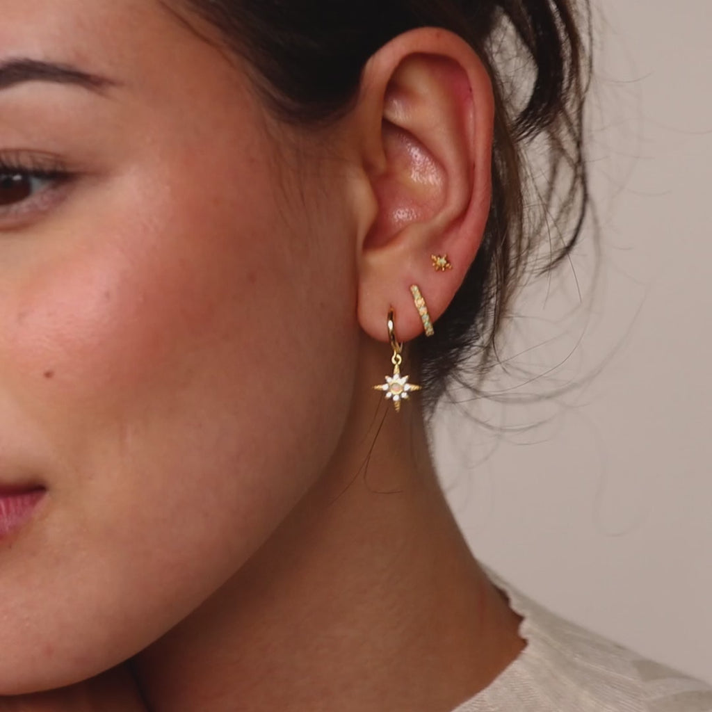 Opal Starburst Earrings Set