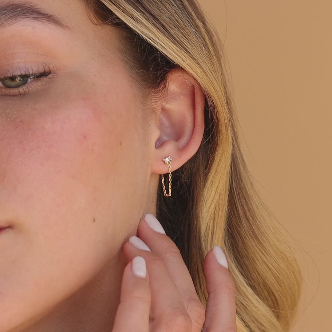 Baguette Chain Studs