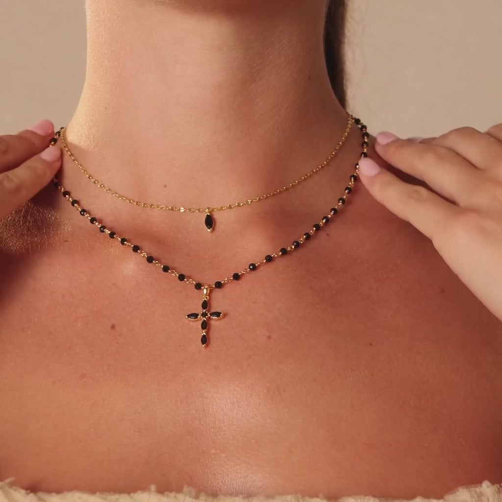 Midnight Cross Necklace in Silver