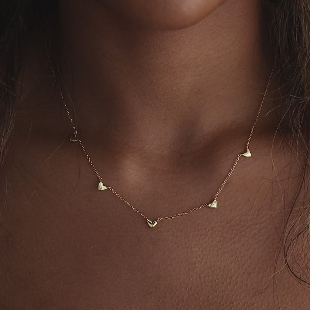 Heart Station Necklace in Silver