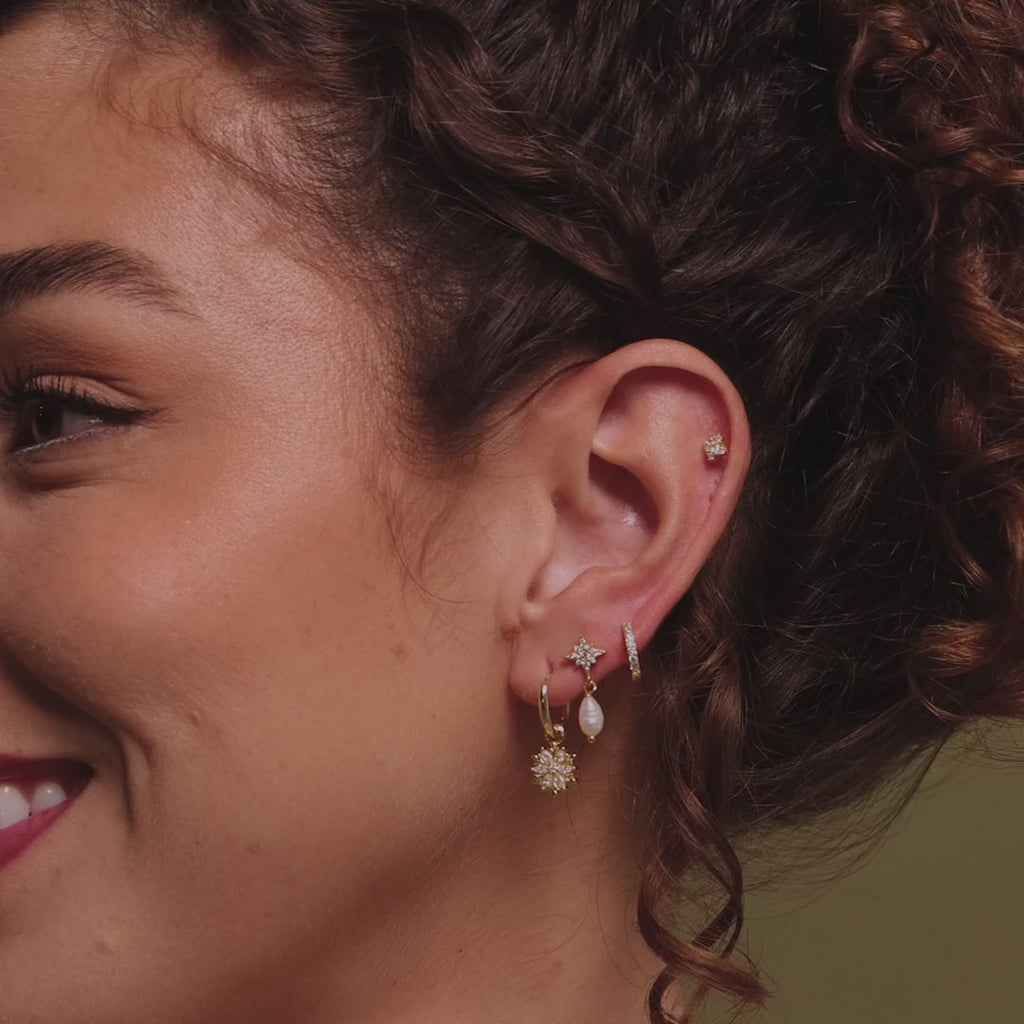 Diamond Poinsettia Hoops in 18K Gold
