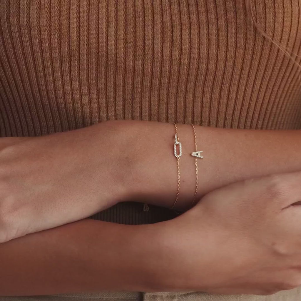Duo Pave Link Pendant Bracelet